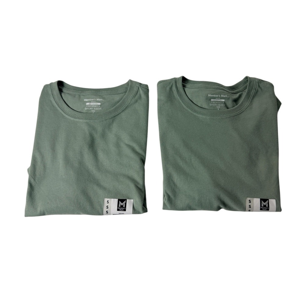 LOT2 Member's Mark Mens Crewneck Short Sleeve‎ Tee Green River Small NEW